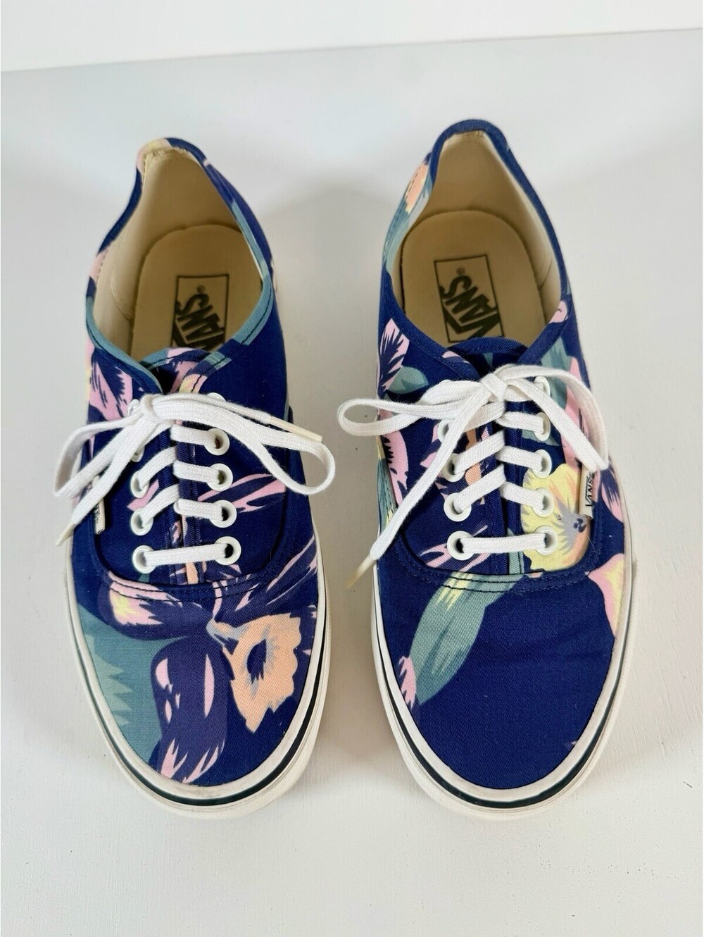 Vans Authentic Hawaiian Floral Navy Blue Pink Sneakers Womens 9 Mens 7.5 Shoes